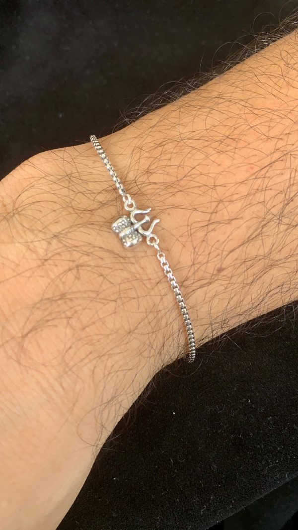 Trishul Damru Silver Rakhi Bracelet - Image 2