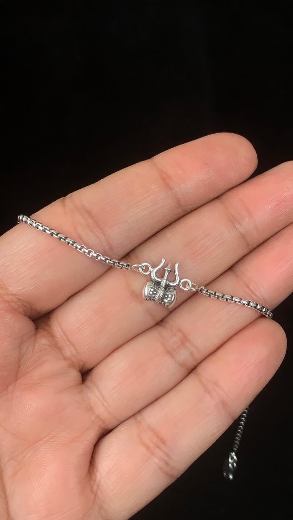 Trishul Damru Silver Rakhi Bracelet - Image 3
