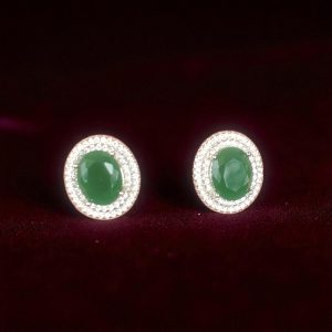 Emerald Glint Silver Studs Earrings